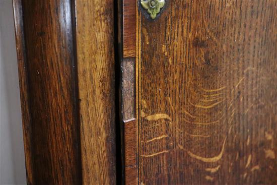 An 18th century oak 8 day longcase clock, with moonphase dial by John Smith, Chester H.approx. 225cm